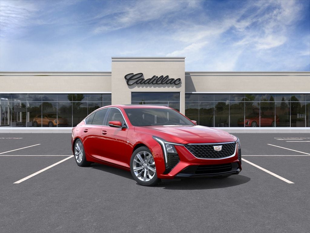 2026 Cadillac CT5 Premium Luxury in Radiant Red Tintcoat — front three-quarter view