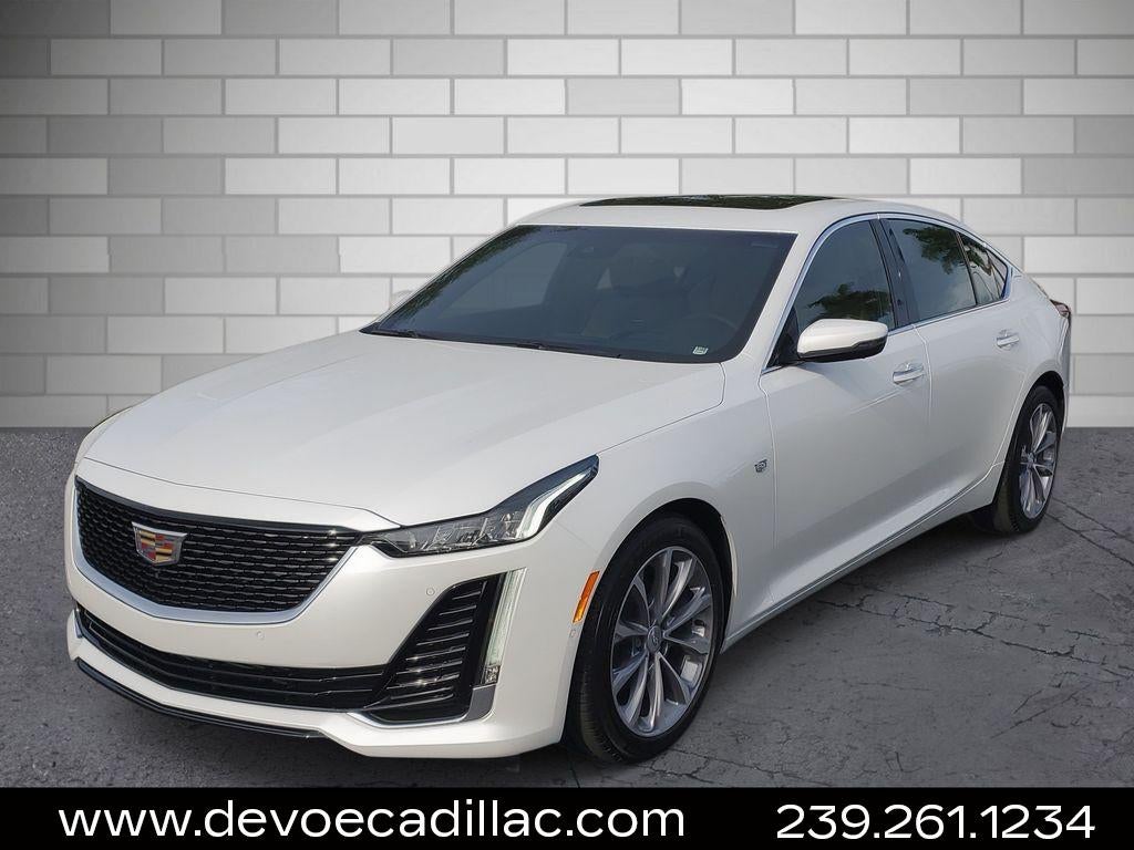 2023 Cadillac CT5 Premium Luxury in Crystal White Tricoat — front three-quarter view