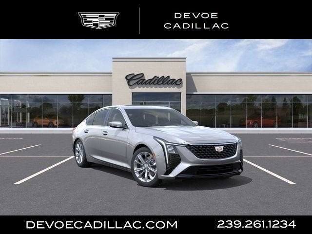 2026 Cadillac CT5 Premium Luxury in Argent Silver Metallic — front three-quarter view