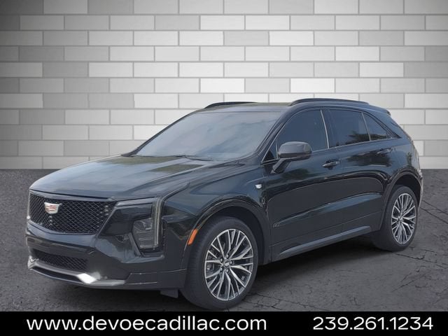 2024 Cadillac XT4 Sport in Stellar Black Metallic — front three-quarter view