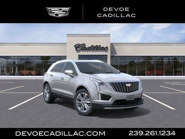 2026 Cadillac XT5 Premium Luxury in Argent Silver Metallic — front three-quarter view