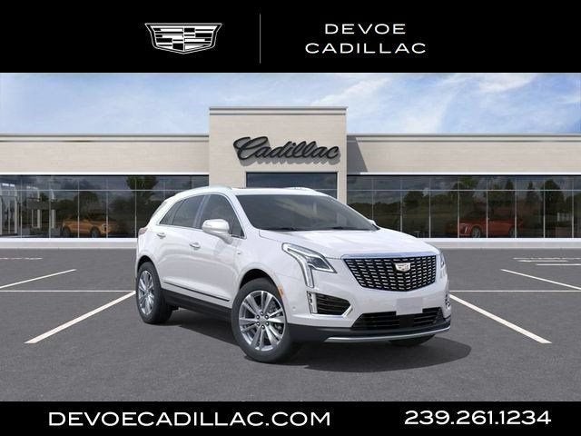2026 Cadillac XT5 Premium Luxury in Crystal White Tricoat — front three-quarter view