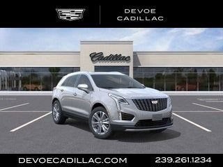 2026 Cadillac XT5 Premium Luxury in Argent Silver Metallic — front three-quarter view