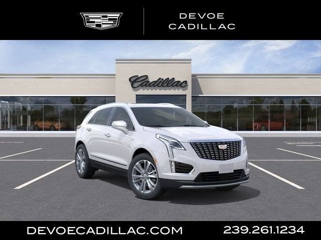 2026 Cadillac XT5 Premium Luxury in Crystal White Tricoat — front three-quarter view
