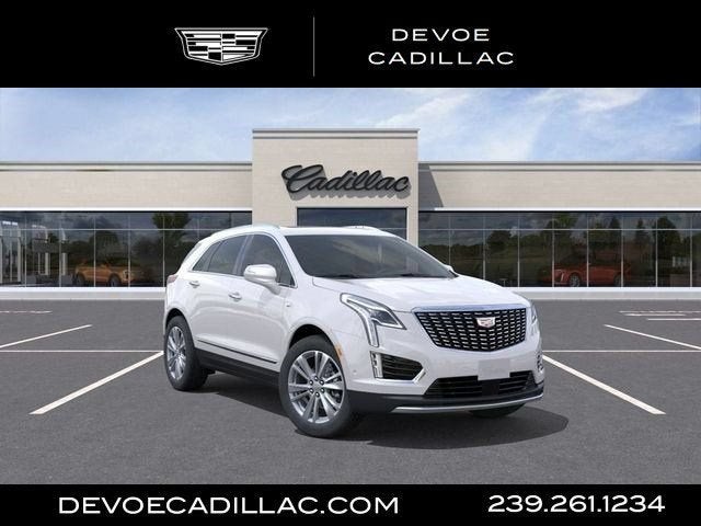 2026 Cadillac XT5 Premium Luxury in Crystal White Tricoat — front three-quarter view