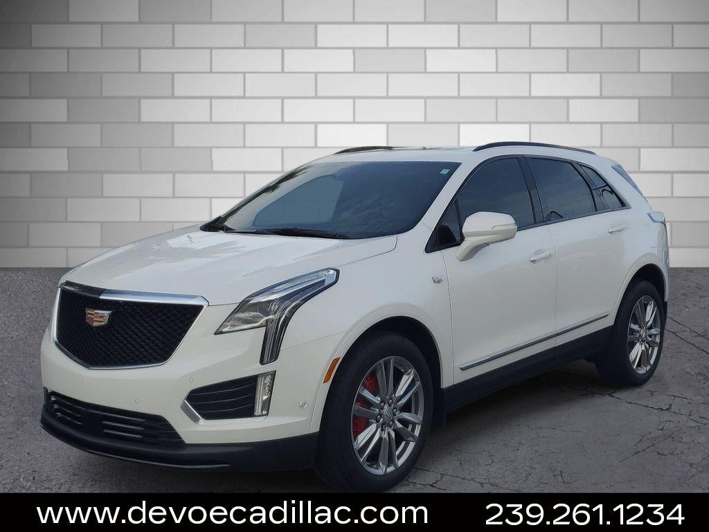 2026 Cadillac XT5 Sport in Crystal White Tricoat — front three-quarter view