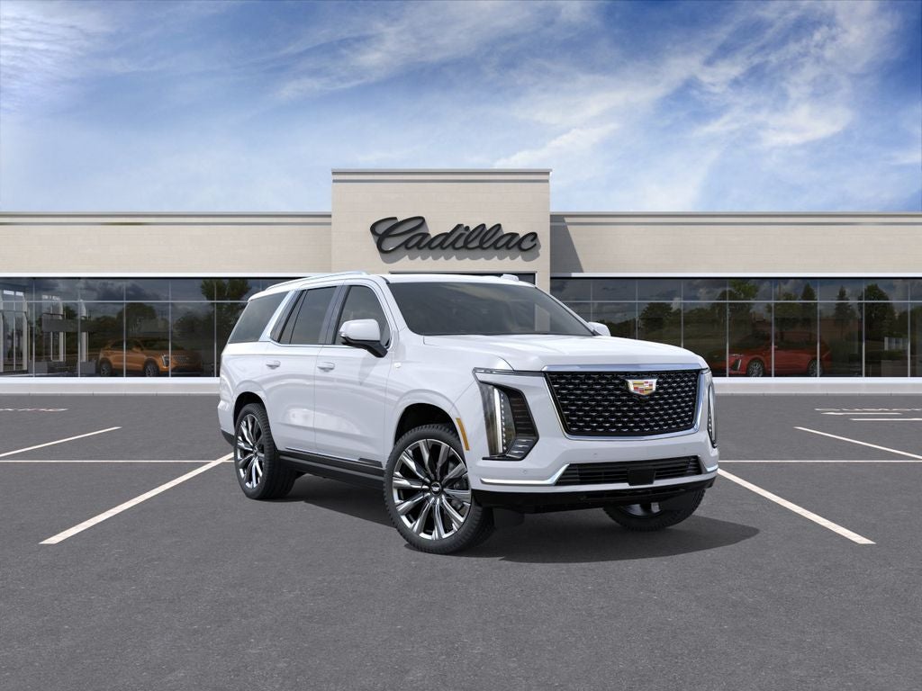 2026 Cadillac Escalade Luxury in Vibrant White Tricoat — front three-quarter view