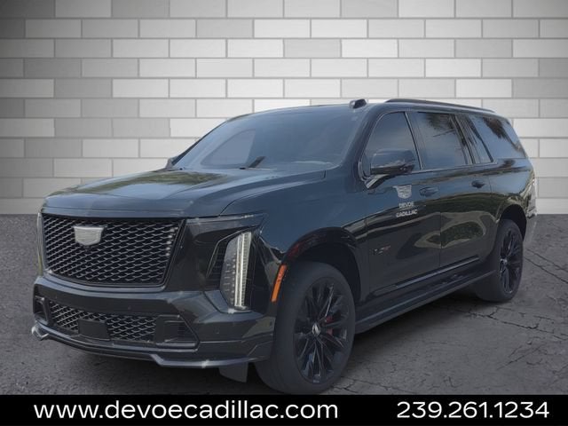 2025 Cadillac Escalade ESV Escalade-V ESV in Black Raven — front three-quarter view
