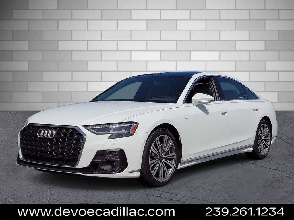 2023 Audi A8 4DR L QTRO 55 TFS in White — front three-quarter view